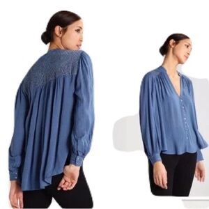 Free People Embroidered Boho Top